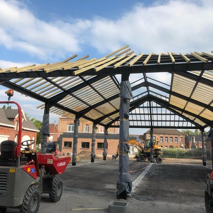 Halle couverte mixte acier bois